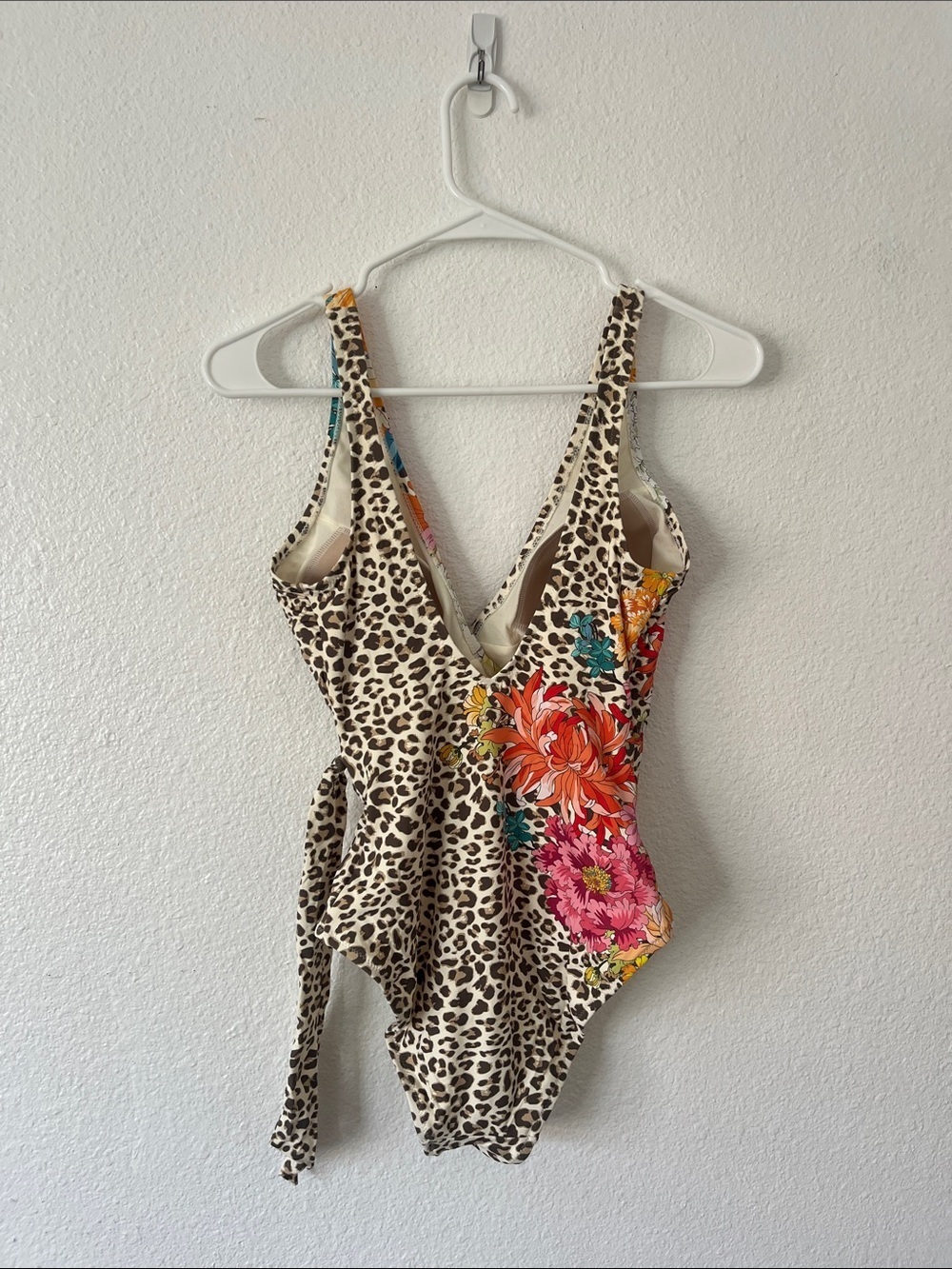 Johnny Was Leopard & Floral Print One Piece Wrap Swimsuit Size XS - Picture 4 of 5